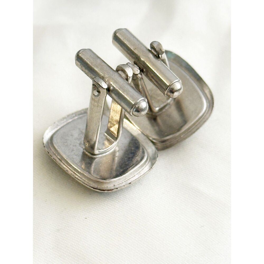 Vintage Marcasite Cufflinks Black Zig Zag square dark academia poetcore - Picture 3 of 5